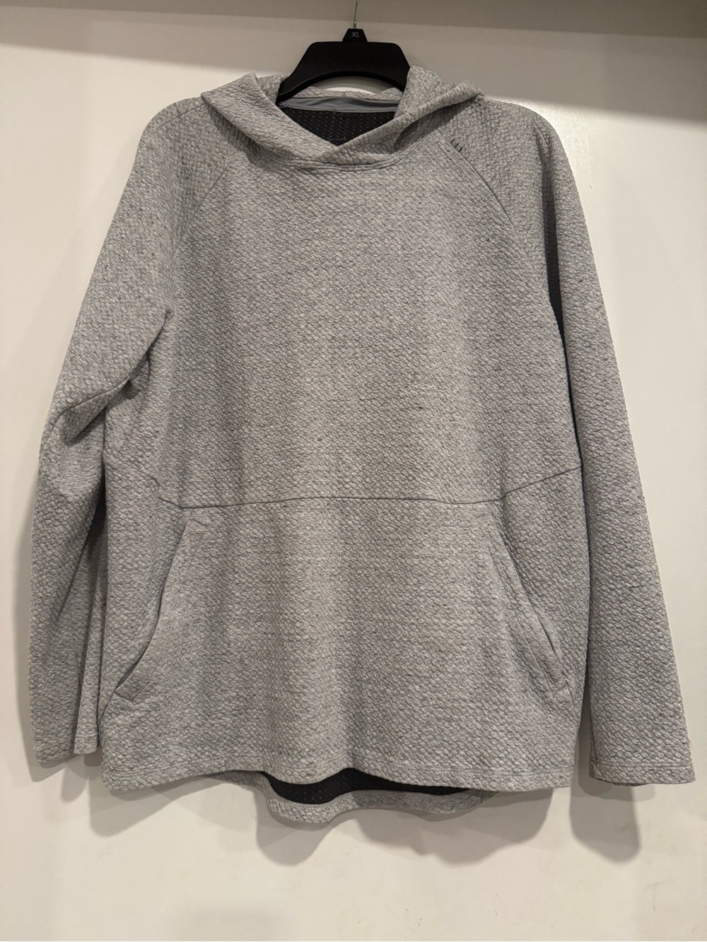 Lululemon At Ease Hoodie Mens Large L Grey Textured Double Knit Zip Pockets EUC